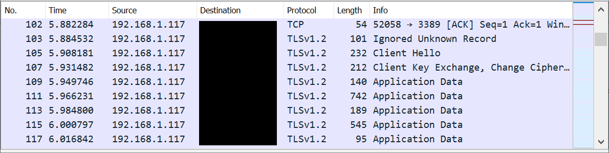 Wireshark sniffing